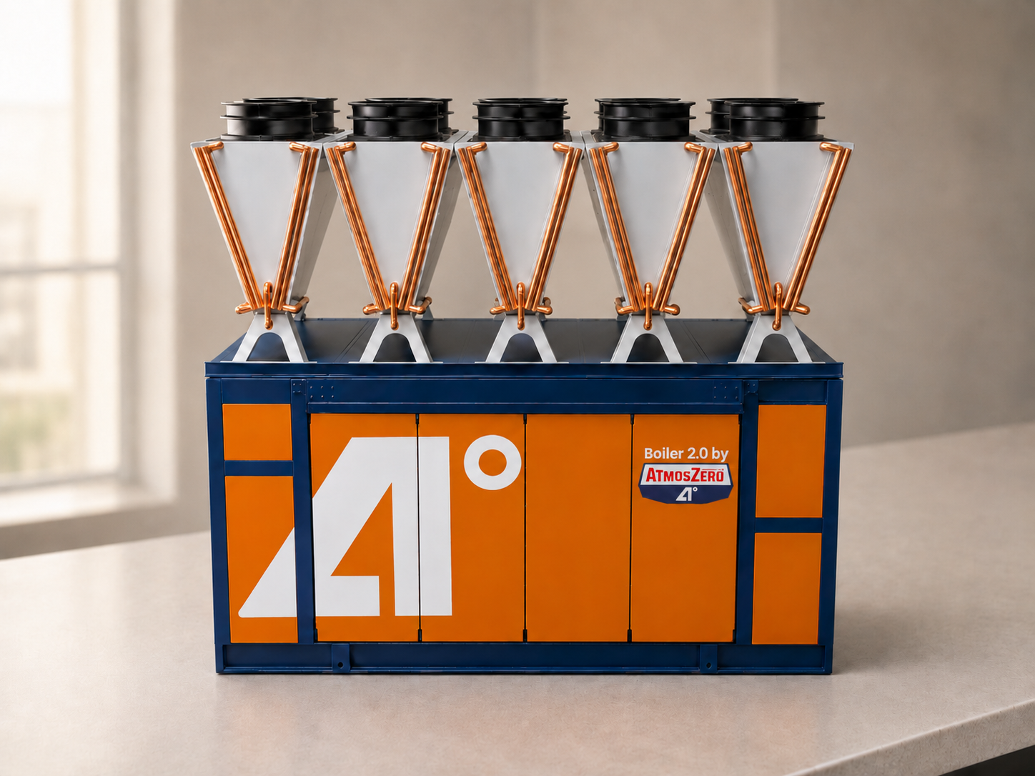 Front view of the finished two-foot-wide AtmosZero cooling system scale model