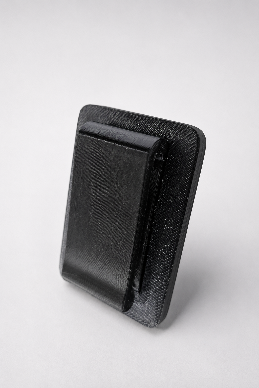Rear view of the finished TPU RFID holder showing its integrated belt clip